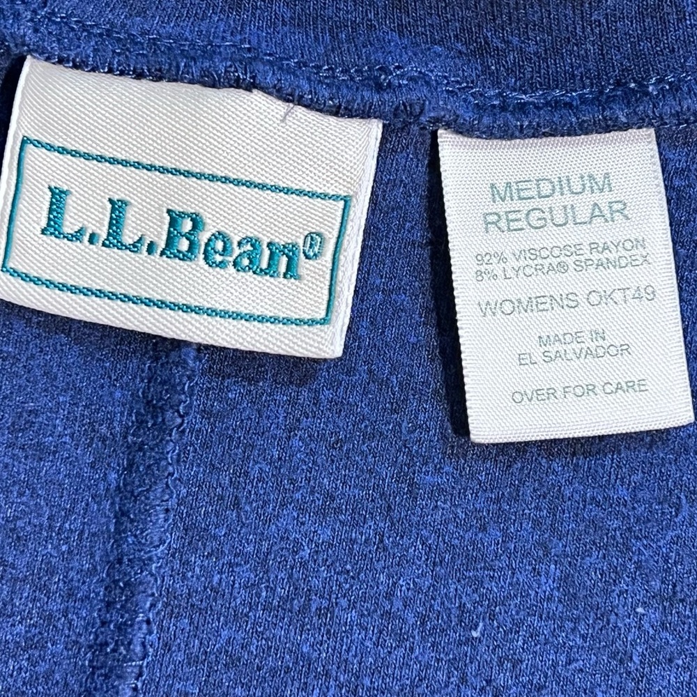 LL Bean indigo long maxi dress sleeveless v neck sundress navy blue stretchy - Picture 9 of 11